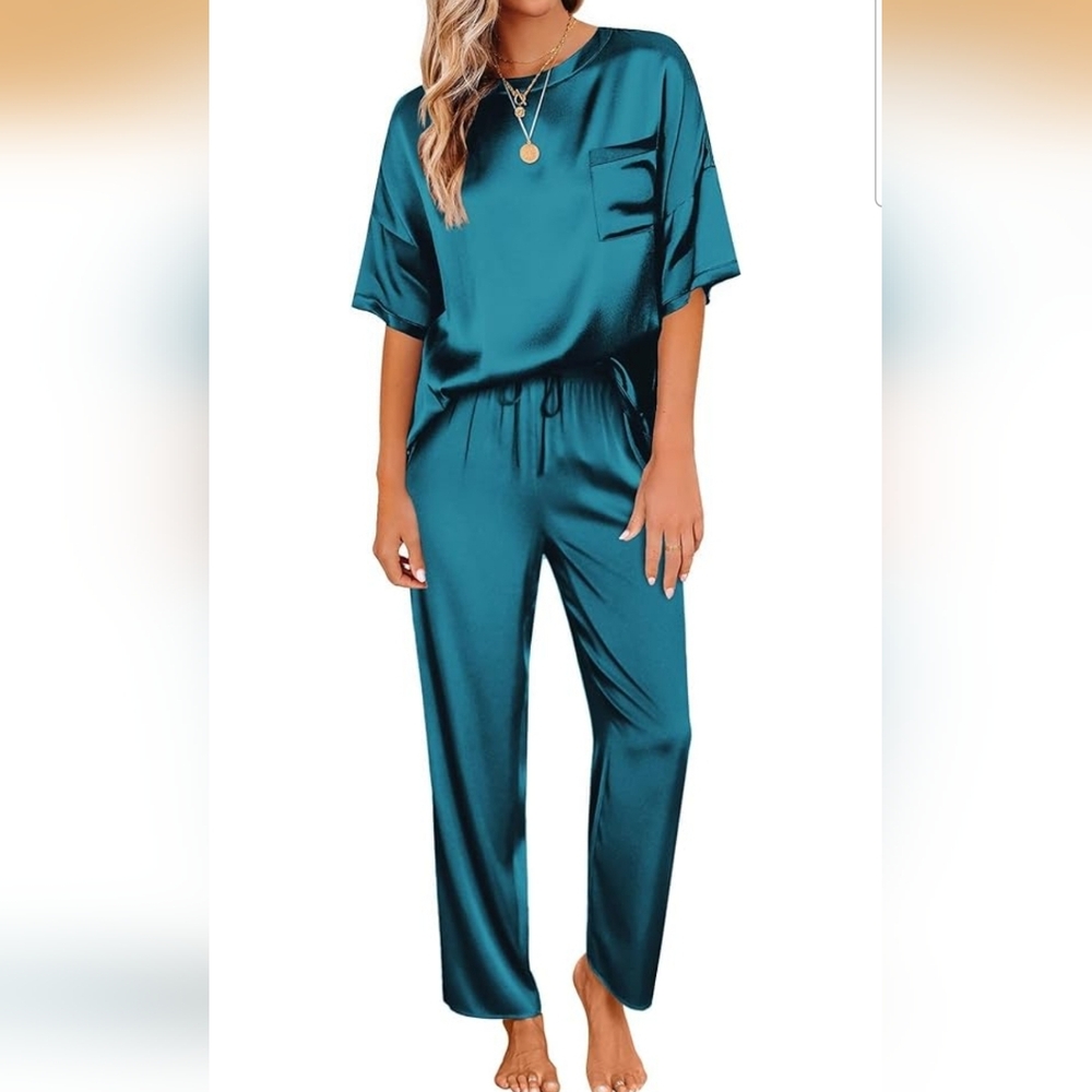 Teal Satin Lounge Set